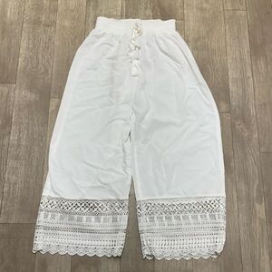 Womens Japna Boho Wide Leg Cropped‎ Embroidered Pants